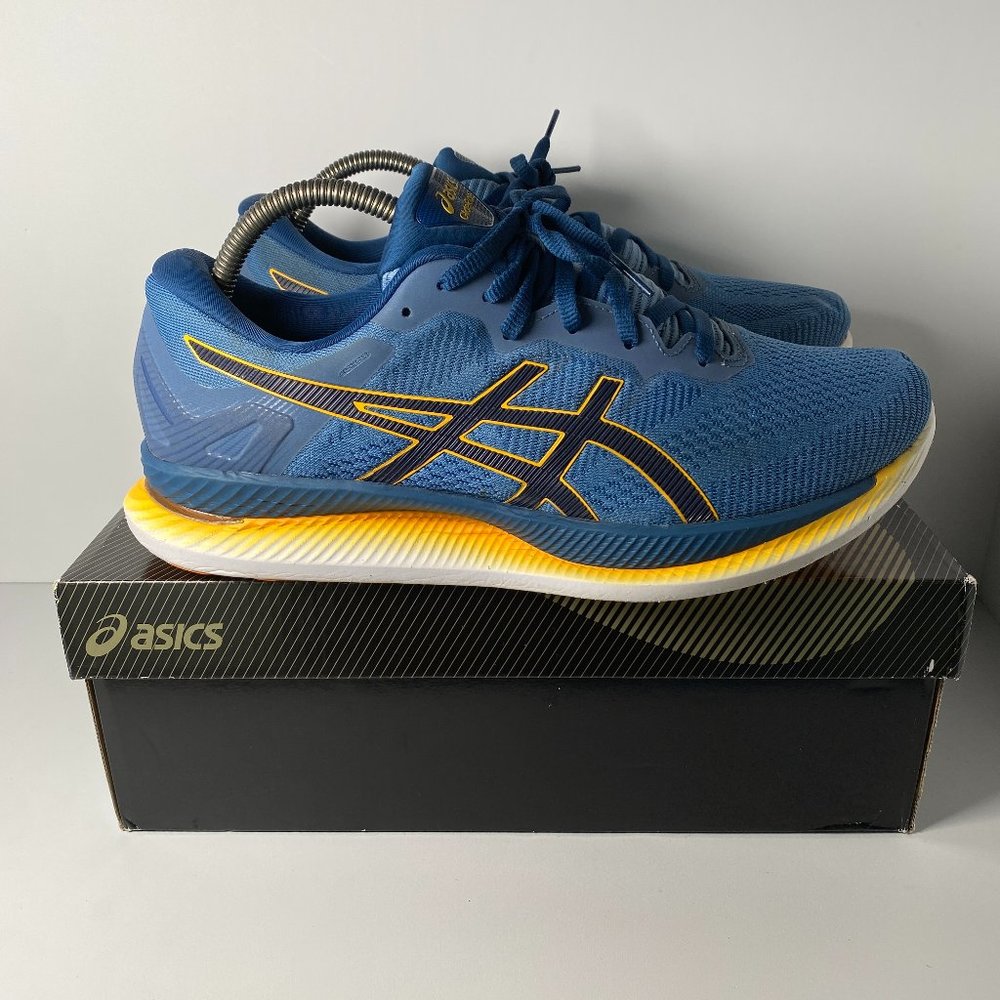 Asics GLIDERIDE Running Shoes Men's 10 Blue Orange Cushioned Neutral Sneakers